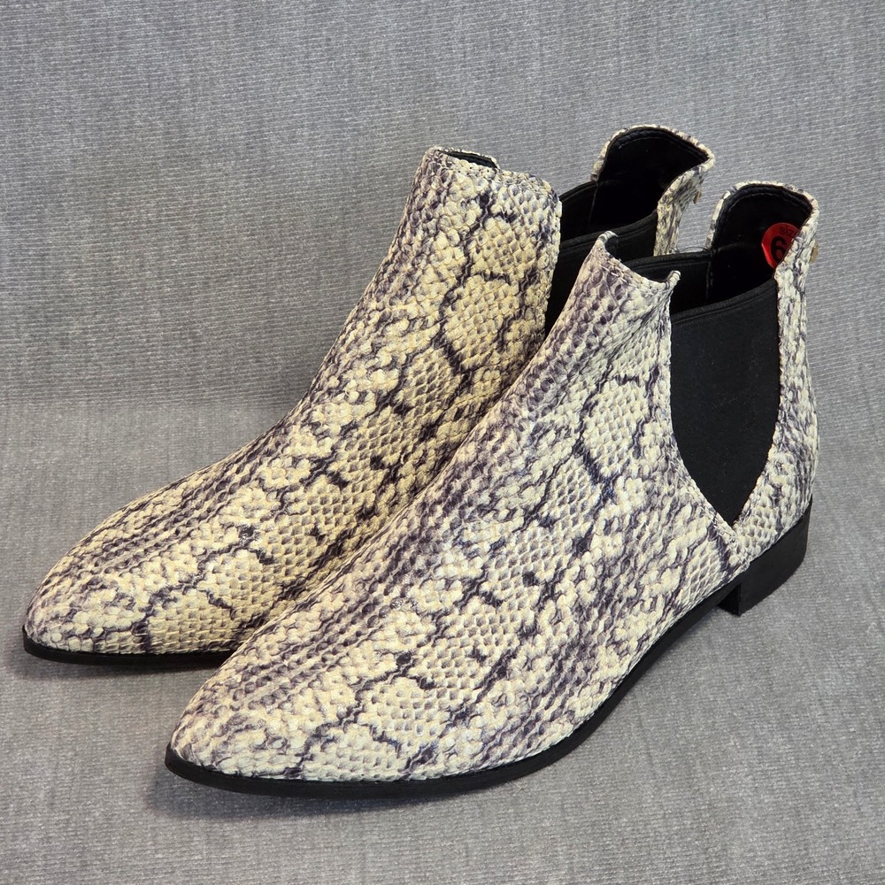 Cole Haan Grand.OS W15703 Snakeskin Embossed Leather Chelsea Ankle Boot size 6.5